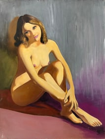 Mark Gregoire French Nude Oil Painting on Masonite
