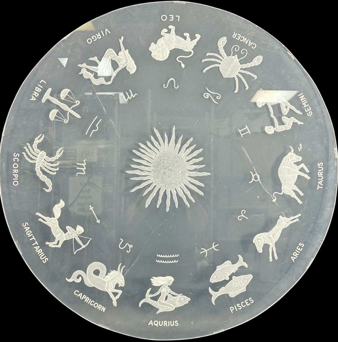 Vintage Mid-Century Etched Lucite Zodiac Tabletop (1 of 11)