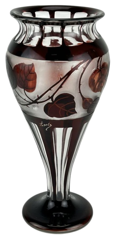 Loetz Bohemian Czech Ruby Cut to Clear Glass Vase (1 of 5)