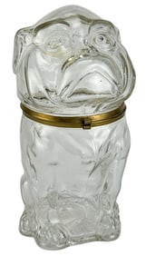 Czech Clear Glass Bulldog Candy Cookie Biscuit Jar