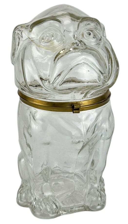 Czech Clear Glass Bulldog Candy Cookie Biscuit Jar (1 of 5)