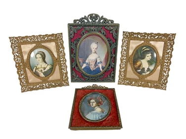 Vintage French Miniature Picture Frames 4pc LOT