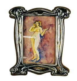 Sterling Mounted Nude Watercolor Framed Painting