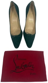 Christian Louboutin Green Suede Pointed Toe Heels