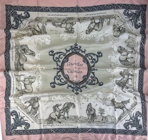 Hermes Faconnet Courbettes et Cabrioles Silk Scarf