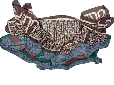 Dolce & Gabbana, & Gucci Monogram Scarves 2pc LOT