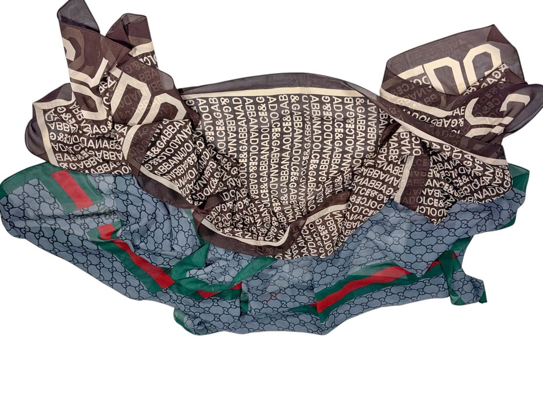 Dolce & Gabbana, & Gucci Monogram Scarves 2pc LOT (1 of 3)