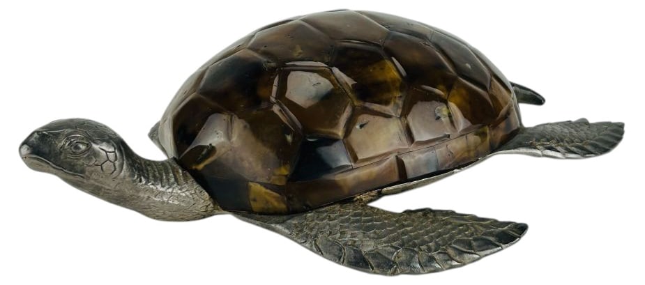 Maitland Smith Penshell Silvered Bronze Turtle 12" (1 of 5)