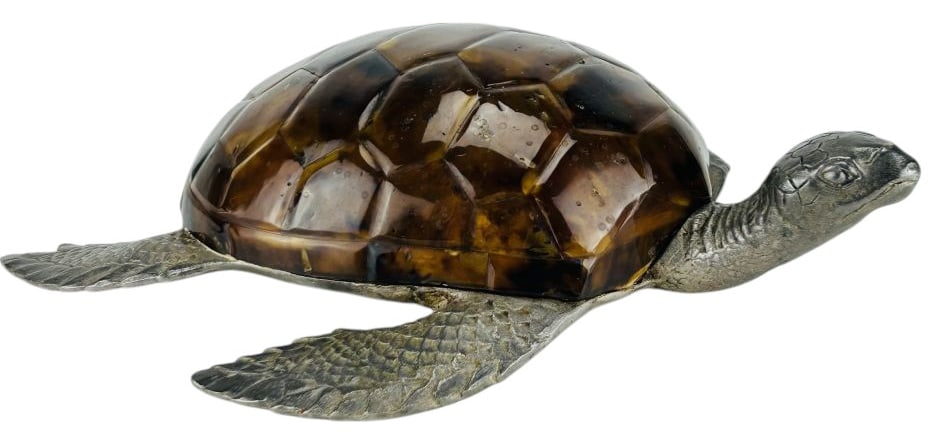 Maitland Smith Penshell Silvered Bronze Turtle 12" - 2