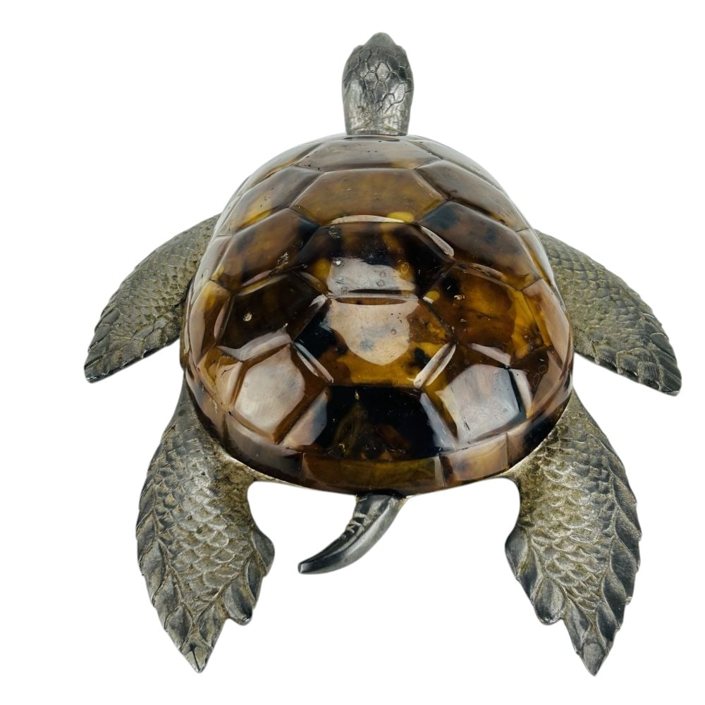 Maitland Smith Penshell Silvered Bronze Turtle 12" - 3