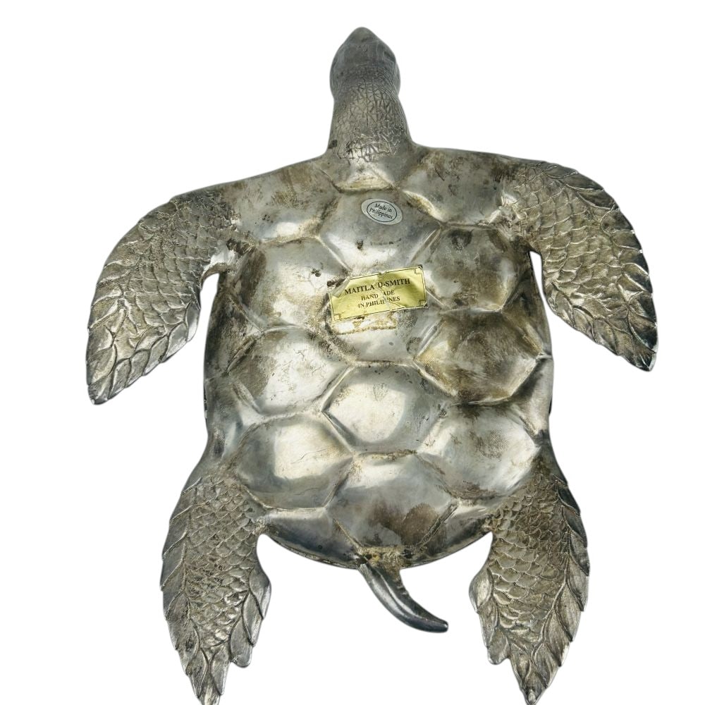 Maitland Smith Penshell Silvered Bronze Turtle 12" - 4
