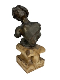 Giuseppe Renda B.1859 Bronze Bust Sculpture 15.5"