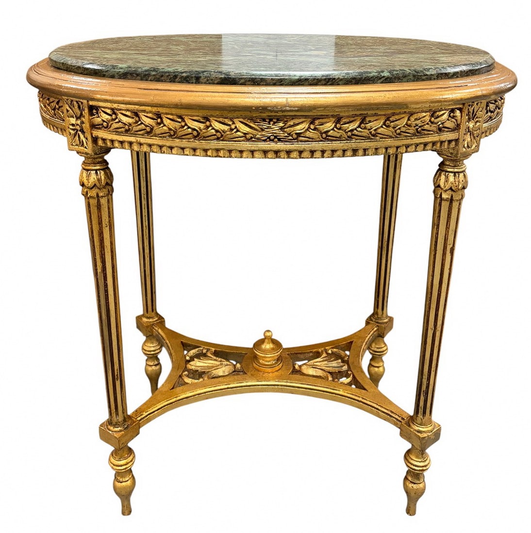 Louis XVI Style Gilded Wood & Marble Oval Table (1 of 4)