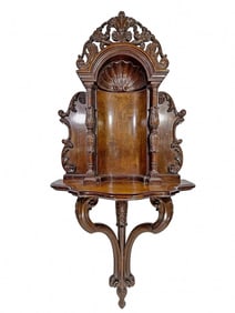 Antique Religious Church Hand Carved Wood Shelf