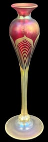 Steve Correia Iridescent Pulled Feather Glass Vase