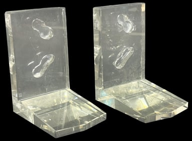 Pair of Art Deco Clear Cut Glass Bookends
