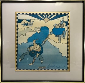 Peter Max Playing in Clouds Print on Fabric