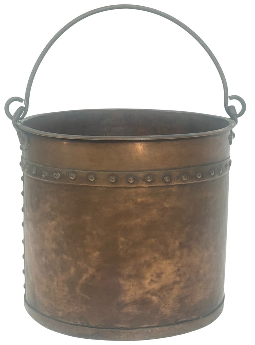 17" Riveted Copper Fireplace or Hearth Bucket - 2