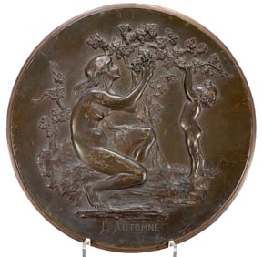 Aristide O. Croisy b.1840 L'Automne Bronze Charger