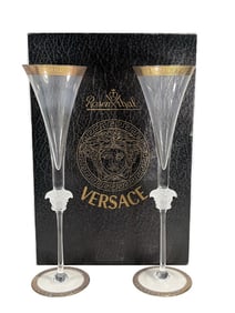 Rosenthal Versace Medusa D'Or Champagne Flutes 2pc