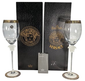 Rosenthal Versace Medusa D'Or Wine Glasses 2pc LOT