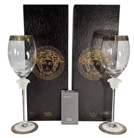 Rosenthal Versace Medusa D'Or Wine Glasses 2pc LOT