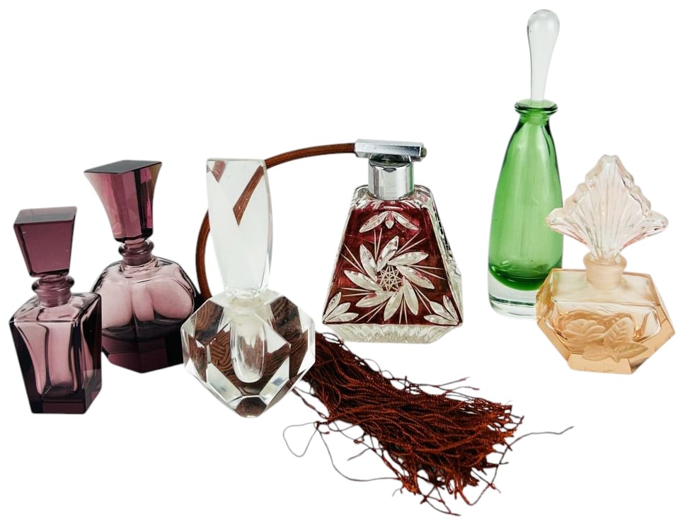 Art Deco Amethyst Red Green Pink Perfume Bottles (1 of 13)