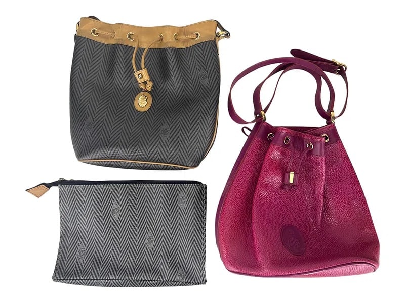 Mark Cross Leather & Canvas Handbag Purses 3pc LOT (1 of 7)