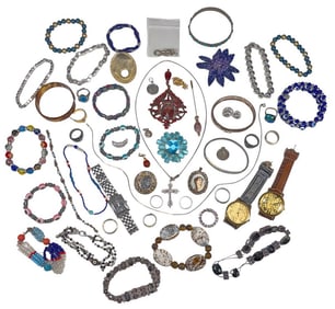 Bulova & Guess Watches & Costume Jewelry 54pc LOT