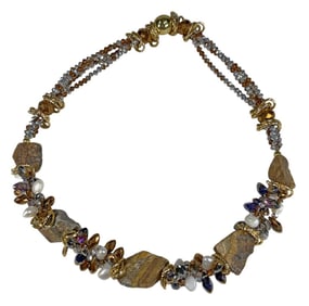Tiger's Eye Natural Mix Statement Choker Necklace