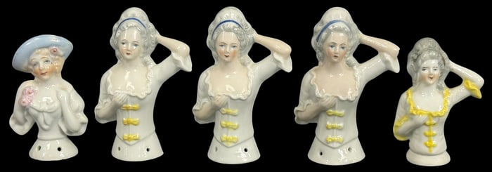 German & Japanese Half Doll Porcelain Figures 5pcs