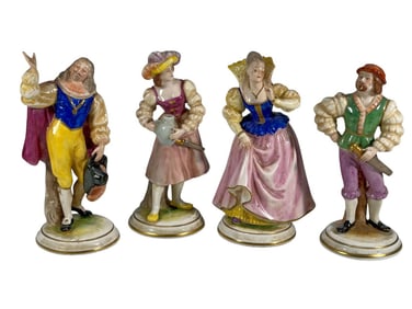 European Capodimonte Porcelain Figurines 4pc LOT