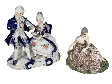 European Capodimonte Porcelain Figurines 2pc LOT