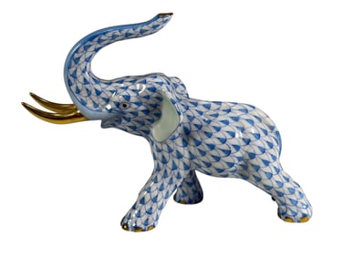 Herend Hungary Fishnet Elephant Porcelain Figure