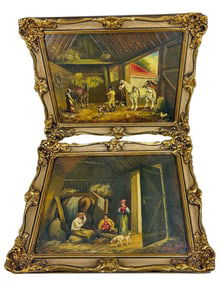 Pair of Oil Paintings on Masonite Signed Palacios