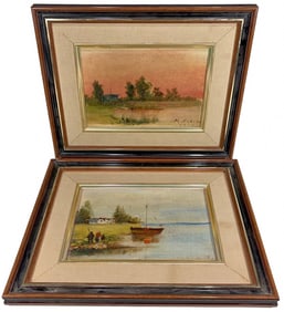 Pair of Oil Paintings on Canvas Board SIGNED
