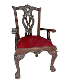 Chippendale Style Red Mahogany Miniature Armchair