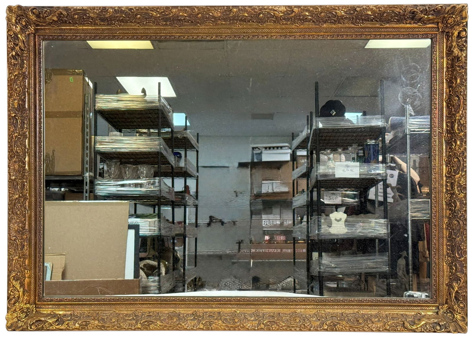 Ornate Floral Gilt & Faux Mahogany Wall Mirror (1 of 5)