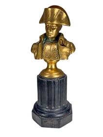French Napoleon Gold Electroplated & Marble Bust