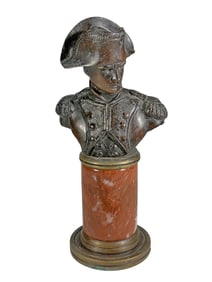 Antique Napoleon Bronze & Marble Bust 8"