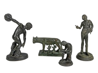 Discobolus, Spinario, Narcissus & Wolf Bronze 4pcs