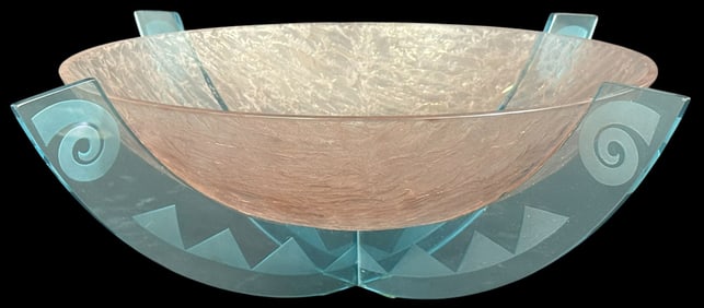 David Foglia Studio Art Glass Center Bowl SIGNED