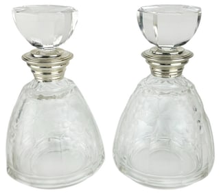 Art Deco Bohemia Crystal Sterling Mount Decanters
