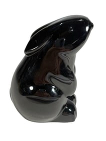 Baccarat France Black Crystal Sitting Rabbit Fig