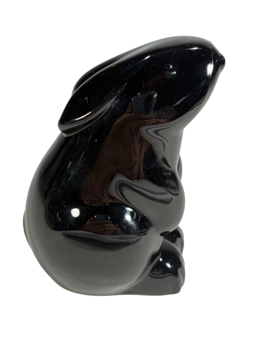 Baccarat France Black Crystal Sitting Rabbit Fig (1 of 7)