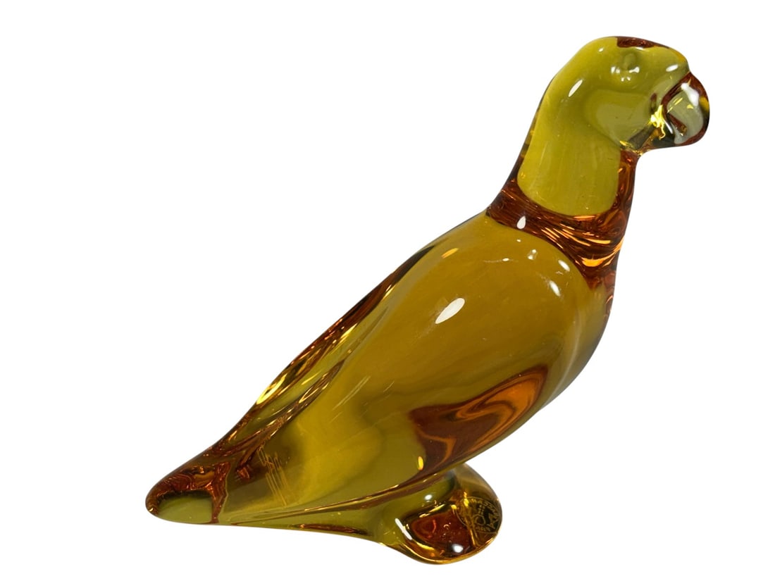 Baccarat France Amber Crystal Parrot Figurine (1 of 6)
