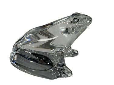 Baccarat French Lead Crystal Frog Figurine SIGNED
