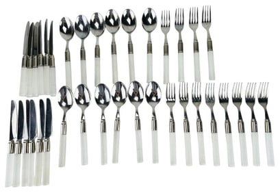 French Inox Stainless Steel Lucite Handle Flatware