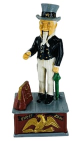 Uncle Sam Cast Iron Mechanical Piggy Coin Bank