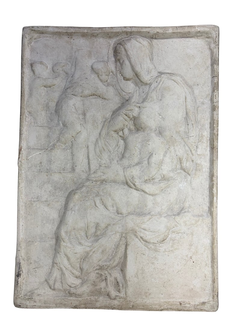 Virgin Mary & Baby Jesus Scene Cement Plaque (1 of 5)